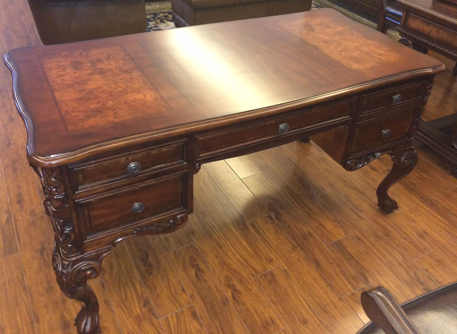 Bespoke Antique Design Reproduction Walnut Executive Writing Desk - HO-216062-1500mm